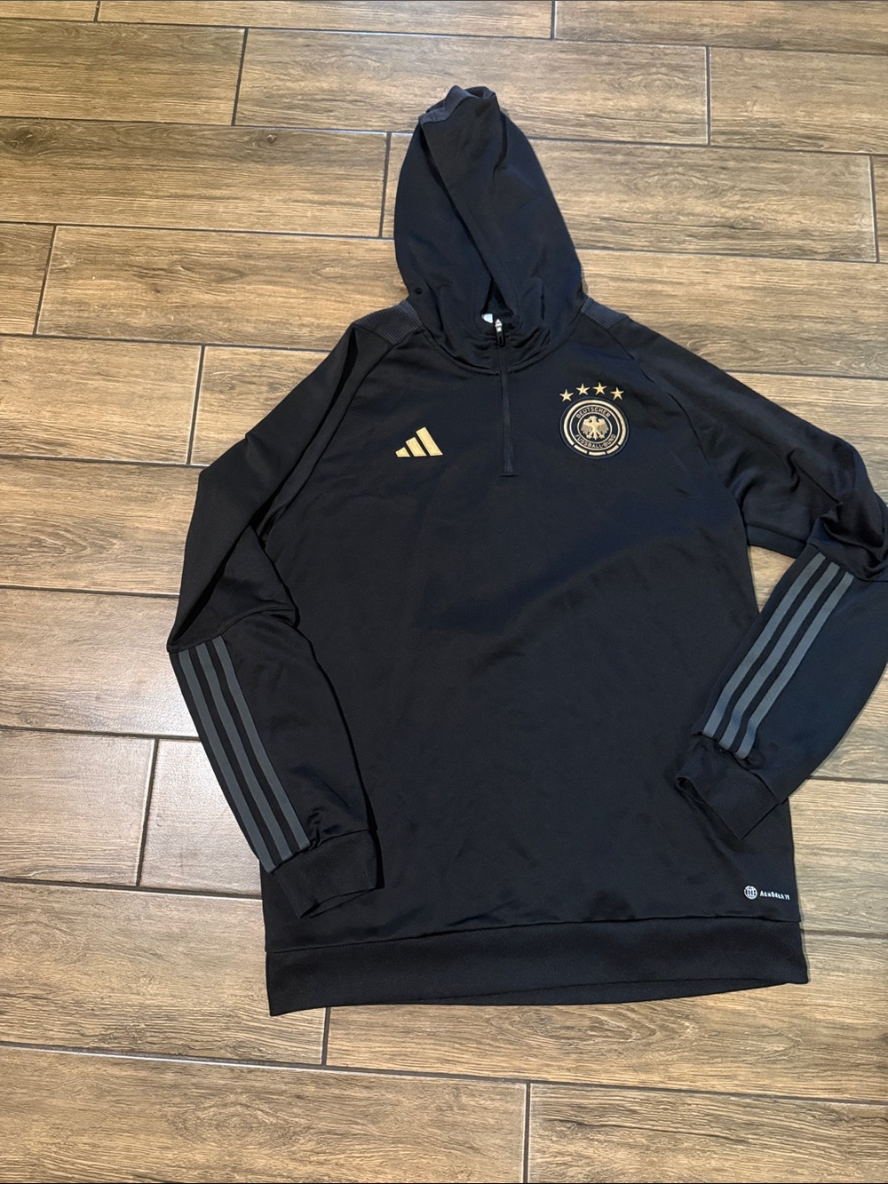 Adidas Mens 1/4 Zip Pull Over Germany Deutscher Fussball-Bund Large Soccer Hoodi